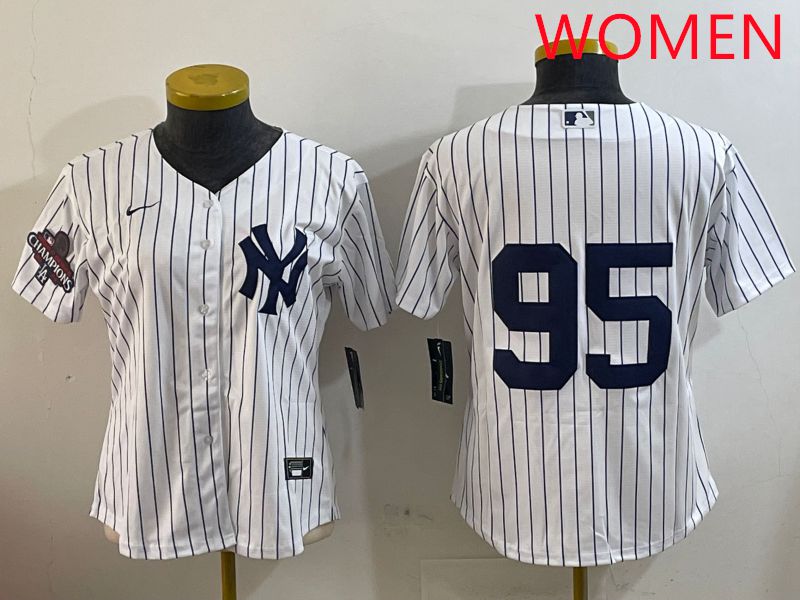 Women New York Yankees #95 No Name White Stripe Game 2025 Nike MLB Jersey style 1